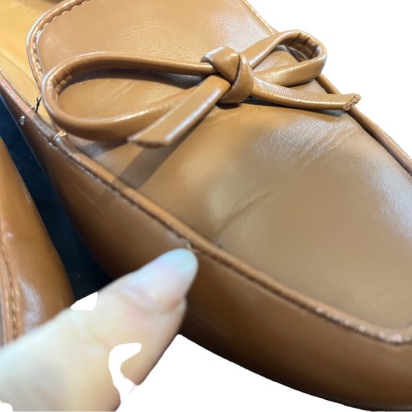 J. Crew Brown Loafers Shoes Bow Slip On Vegan Leather Excellent Condition sz 10 - Picture 7 of 10